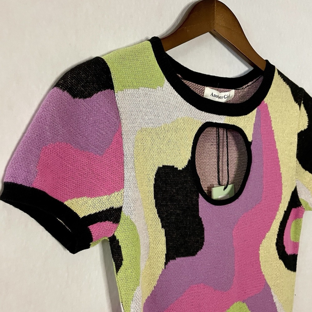 Another Girl Urban Outfitters Swirl Knit Midi Dress XS NWT y2k Psychedelic - Picture 3 of 8